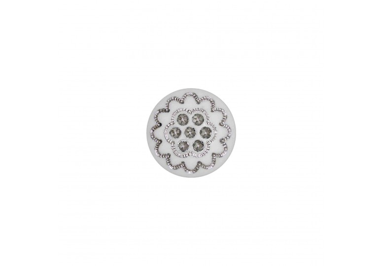 Beyaz Gümüş Metalize Kaplamalı Düğme - MK 199
