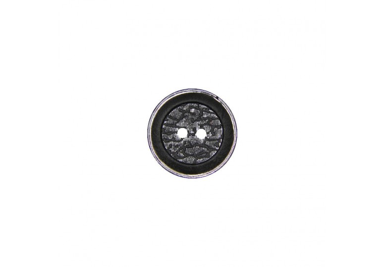 Siyah Gümüş Polyester Düğme - A082
